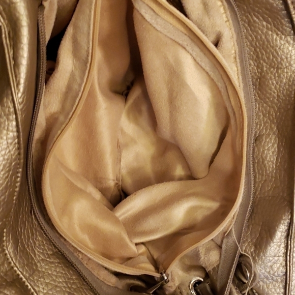 John Romaine Metallic Gold Large Hand Bag EUC - Picture 7 of 8